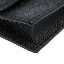 Gucci Black Leather Interlocking GG Wallet On Chain