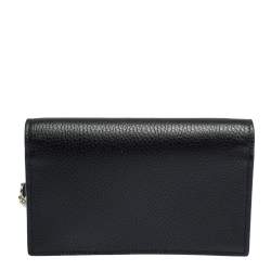 Gucci Black Leather Interlocking GG Wallet On Chain