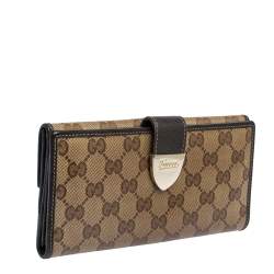 Gucci Brown GG Crystal Coated Canvas and Leather Continental Wallet