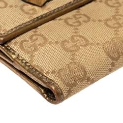 Gucci Gold/Beige GG Canvas and Leather Princy Compact Wallet