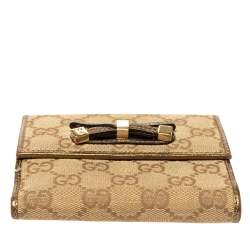 Gucci Gold/Beige GG Canvas and Leather Princy Compact Wallet