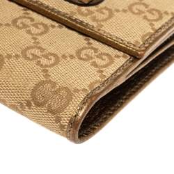 Gucci Gold/Beige GG Canvas and Leather Princy Compact Wallet