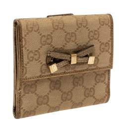 Gucci Gold/Beige GG Canvas and Leather Princy Compact Wallet