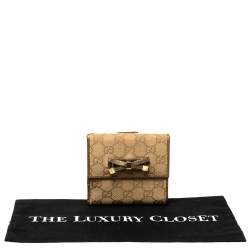 Gucci Gold/Beige GG Canvas and Leather Princy Compact Wallet