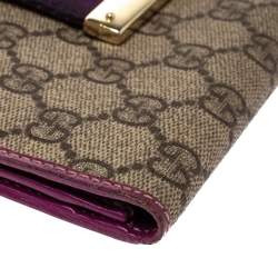 Gucci Purple GG Supreme Canvas and Leather Web Limited Edition Flap Wallet