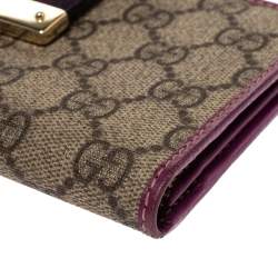 Gucci Purple GG Supreme Canvas and Leather Web Limited Edition Flap Wallet