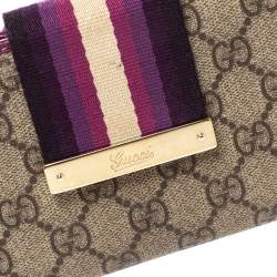 Gucci Purple GG Supreme Canvas and Leather Web Limited Edition Flap Wallet