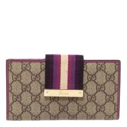 Gucci Purple GG Supreme Canvas and Leather Web Limited Edition Flap Wallet