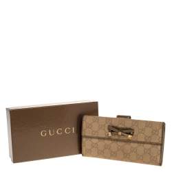 Pre Owned محفظة غوتشي "برينسي كونتيننتال جلد و كانفاس جي جي بيج و ذهبي 