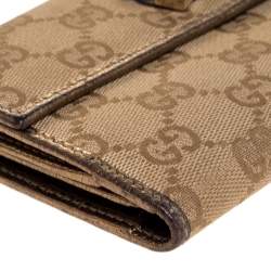 Pre Owned محفظة غوتشي "برينسي كونتيننتال جلد و كانفاس جي جي بيج و ذهبي 
