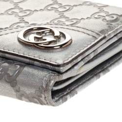 Gucci Silver Guccissima Leather Interlocking G Continental Wallet