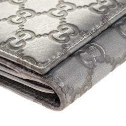Gucci Silver Guccissima Leather Interlocking G Continental Wallet