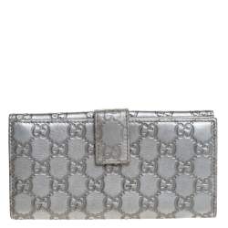 Gucci Silver Guccissima Leather Interlocking G Continental Wallet