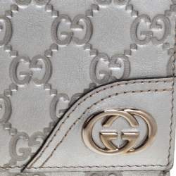 Gucci Silver Guccissima Leather Interlocking G Continental Wallet