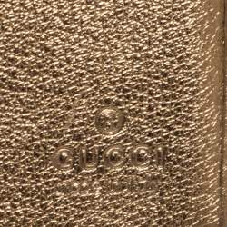 Gucci Beige/Gold GG Crystal Canvas and Leather Logo Metal Plate Continental Wallet