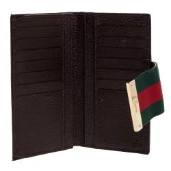 Gucci Brown/Beige GG Canvas and Leather Web Flap Continental Wallet