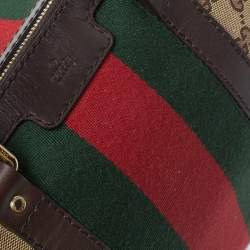 مملوكة مسبقًا Gucci Beige/Brown GG Canvas and Leather Medium Vintage Web Boston Bag