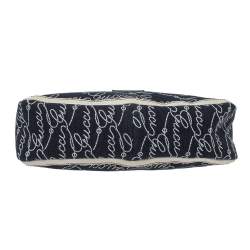 Pre Owned Gucci Navy Blue Signature Canvas and Leather Abbey D-Ring Baguette Bag