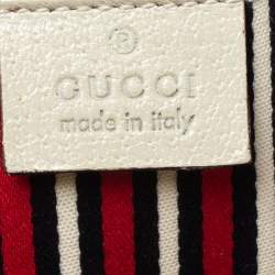 Pre Owned Gucci Navy Blue Signature Canvas and Leather Abbey D-Ring Baguette Bag