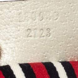 Pre Owned Gucci Navy Blue Signature Canvas and Leather Abbey D-Ring Baguette Bag