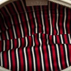 Pre Owned Gucci Navy Blue Signature Canvas and Leather Abbey D-Ring Baguette Bag