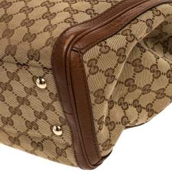 مملوكة مسبقًا Gucci Beige/Tan GG Canvas and Leather Bella Tote