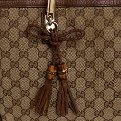 مملوكة مسبقًا Gucci Beige/Tan GG Canvas and Leather Bella Tote