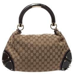 مملوكة مسبقًا حقيبة غوتشي صغيرة إندي جلد وكانفاس جي جي بيج /بني