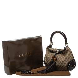 مملوكة مسبقًا حقيبة غوتشي صغيرة إندي جلد وكانفاس جي جي بيج /بني