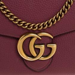 Gucci Rose Pink Leather GG Marmont Wallet on Chain