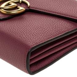 Gucci Rose Pink Leather GG Marmont Wallet on Chain