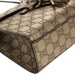 Pre Owned حقيبة كتف غوتشي إيملي جلد غوتشيسيما بيج ميتالك متوسطة