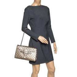 Pre Owned حقيبة كتف غوتشي إيملي جلد غوتشيسيما بيج ميتالك متوسطة