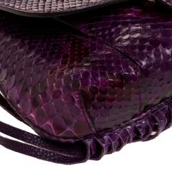 Pre Owned Gucci Purple Python Fringe Bamboo Shoulder Bag