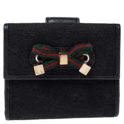 Gucci Black GG Canvas and Leather Princy Compact Wallet