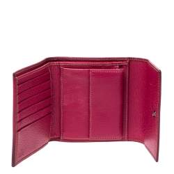 Gucci Black/Pink Coated Canvas Logo Trifold Compact Wallet 