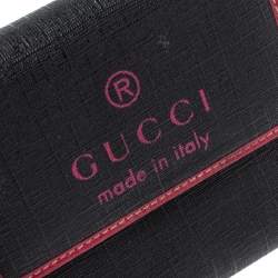 Gucci Black/Pink Coated Canvas Logo Trifold Compact Wallet 