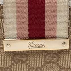 Gucci Beige GG Canvas and Leather Web French Wallet