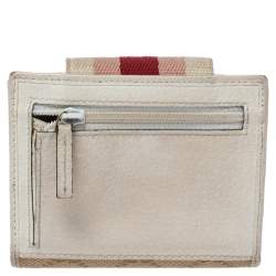 Gucci Beige GG Canvas and Leather Web French Wallet