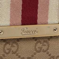 Gucci Beige GG Canvas and Leather Web French Wallet