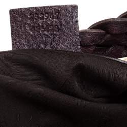 Pre Owned Gucci Beige/Purple GG Canvas and Leather Medium Bamboo Bar Tote