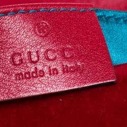 Pre Owned Gucci Red Matelasse Velvet Mini GG Marmont Shoulder Bag