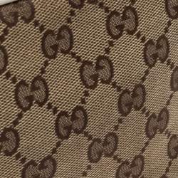 Pre Owned Gucci Beige GG Canvas and Leather Pouch