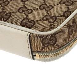 Pre Owned Gucci Beige GG Canvas and Leather Pouch