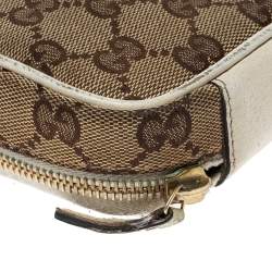 Pre Owned Gucci Beige GG Canvas and Leather Pouch