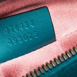 Pre Owned Gucci Turquoise Matelasse Velvet GG Marmont Belt Bag