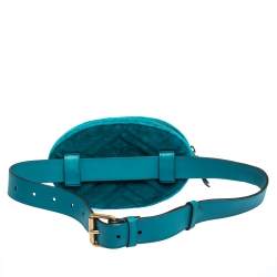 Pre Owned Gucci Turquoise Matelasse Velvet GG Marmont Belt Bag