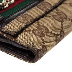 Gucci Beige/Brown GG Canvas Web Horsebit Compact Wallet