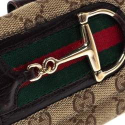 Gucci Beige/Brown GG Canvas Web Horsebit Compact Wallet