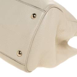 Pre Owned Gucci Ivory Grained Leather Medium Bamboo Shopper Tote